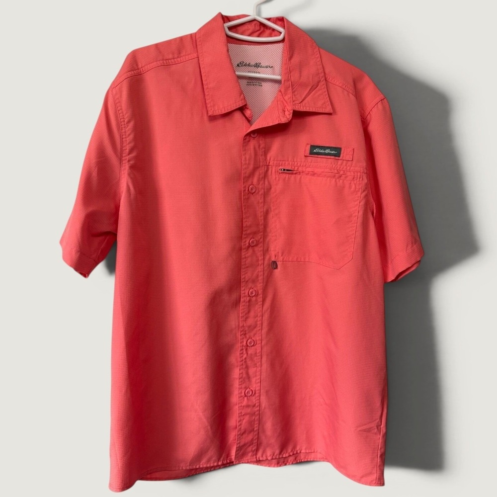 Eddie Bauer Mens Coral Ripstop Short Sleeve Vented Fishing Shirt EMT6964S Medium